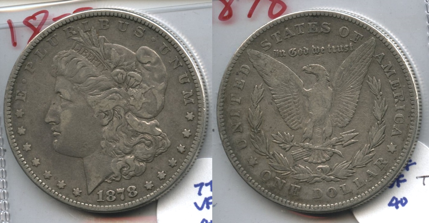 1878 Morgan Silver Dollar 7 Tailfeathers VF-20 #t