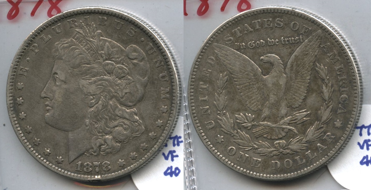 1878 Morgan Silver Dollar 7 Tailfeathers VF-20 #u