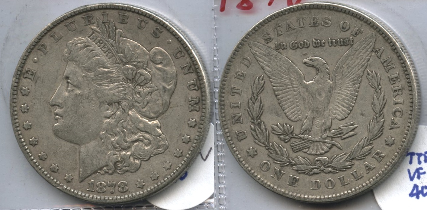 1878 Morgan Silver Dollar 7 Tailfeathers VF-20 #v