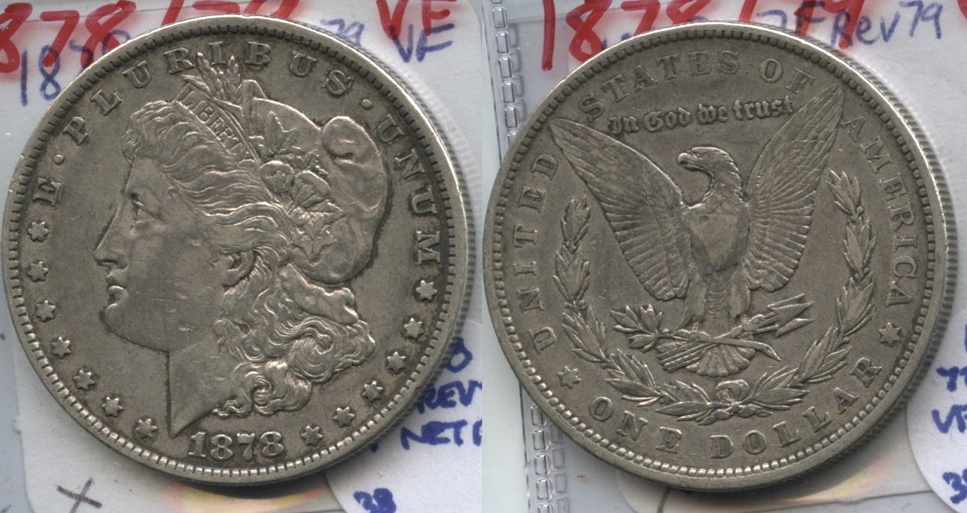 1878 Morgan Silver Dollar 7 Tailfeathers VF-20 #x