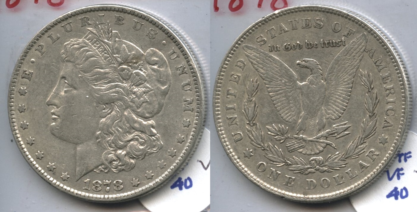 1878 Morgan Silver Dollar 7 Tailfeathers VF-20 #w