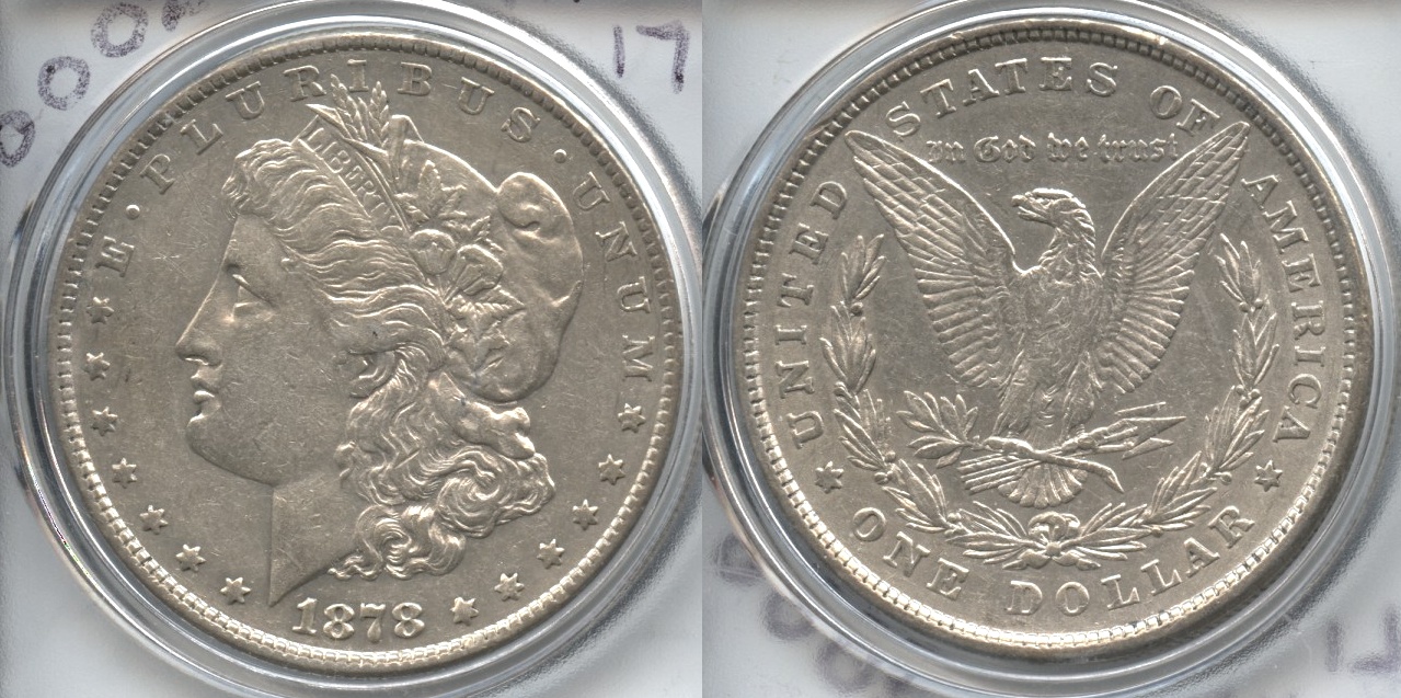 1878 Morgan Silver Dollar 8 Tailfeathers EF-40 VAM-17 Cleaned