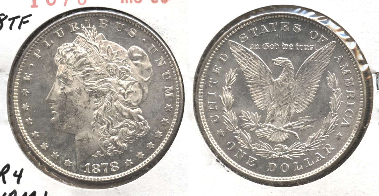 1878 Morgan Silver Dollar 7 Tailfeathers MS-60 #a