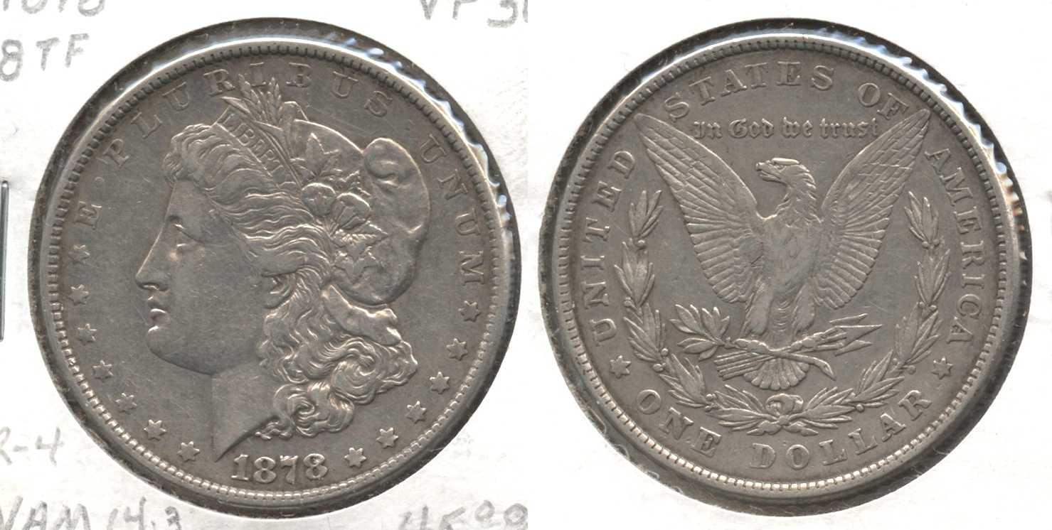 1878 Morgan Silver Dollar 8 Tailfeathers VF-30 VAM 14.3