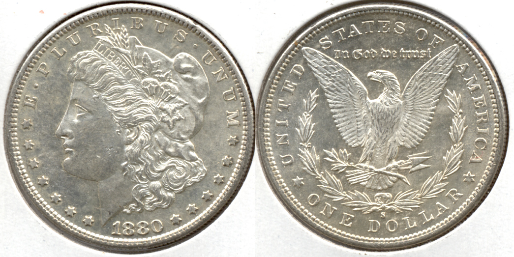 1880-S Morgan Silver Dollar AU-55 a