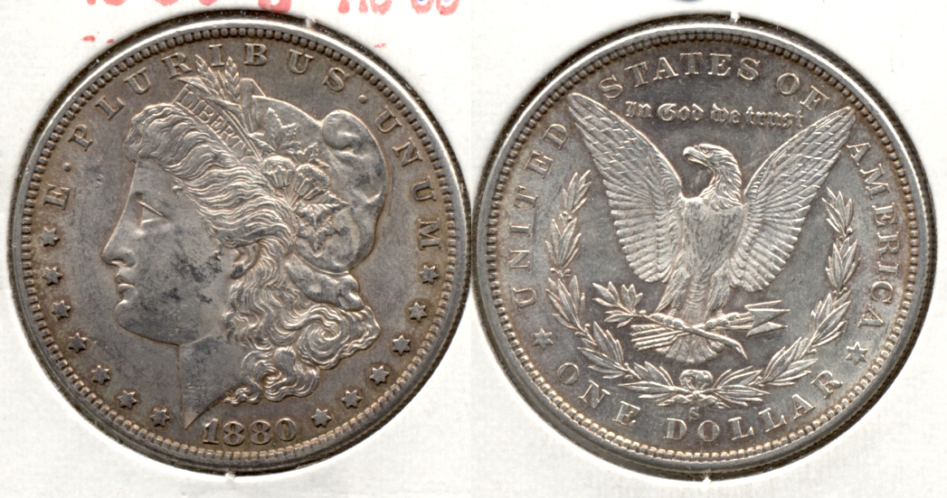 1880-S Morgan Silver Dollar AU-55 b
