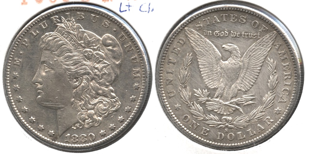 1880-S Morgan Silver Dollar EF-40 e Lightly Cleaned