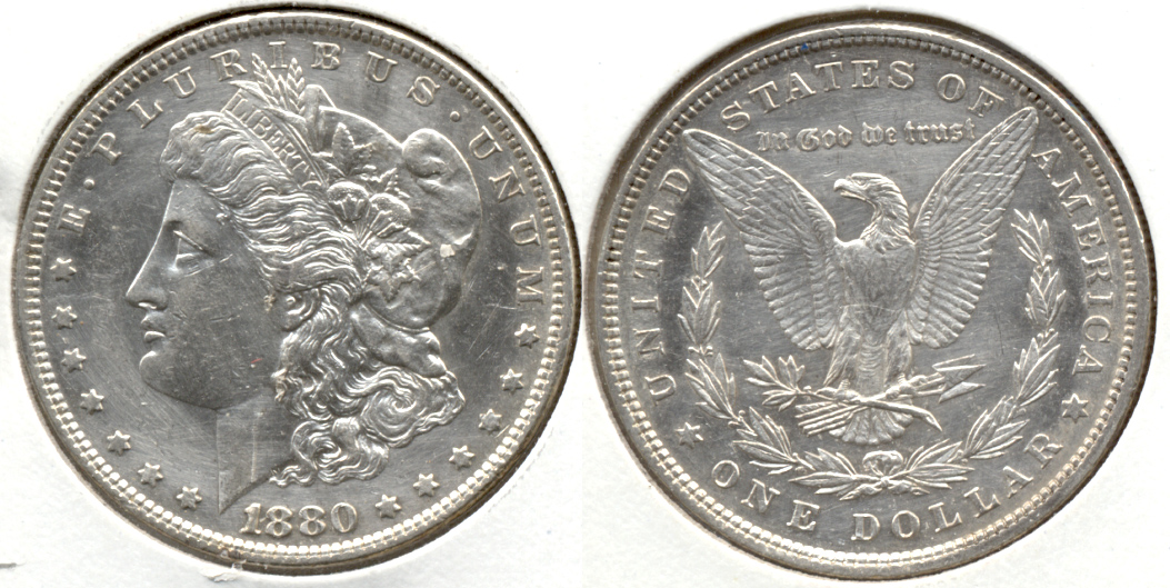 1880 Morgan Silver Dollar EF-40 f Cleaned