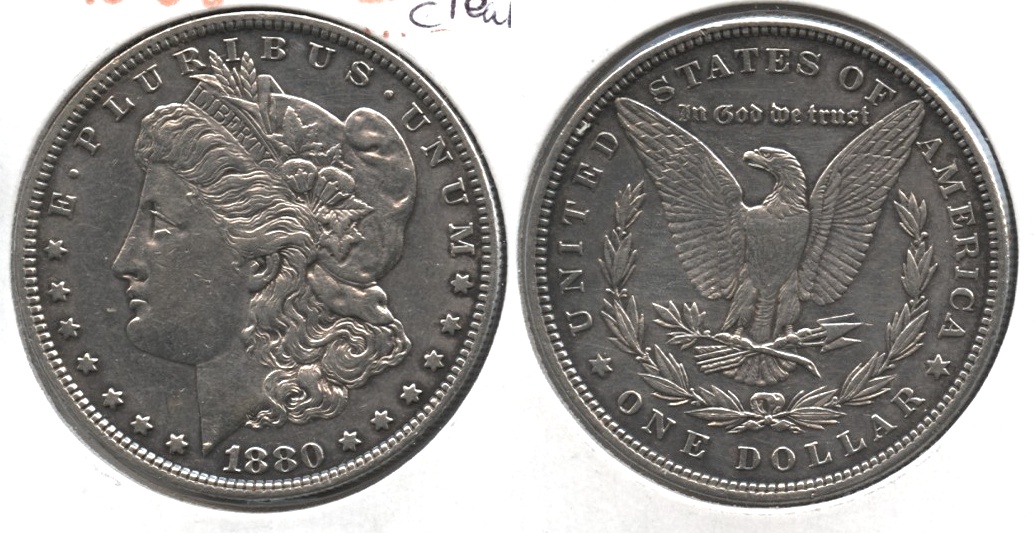 1880 Morgan Silver Dollar EF-45 Cleaned