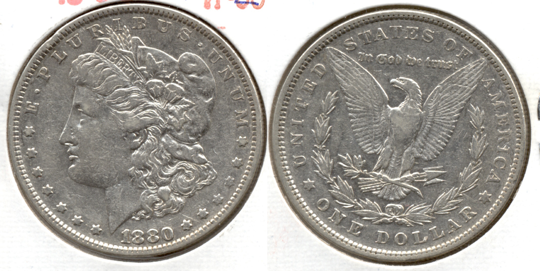 1880 Morgan Silver Dollar VF-20 h Rim Bump
