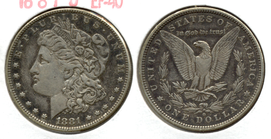 1881-O Morgan Silver Dollar EF-40 b