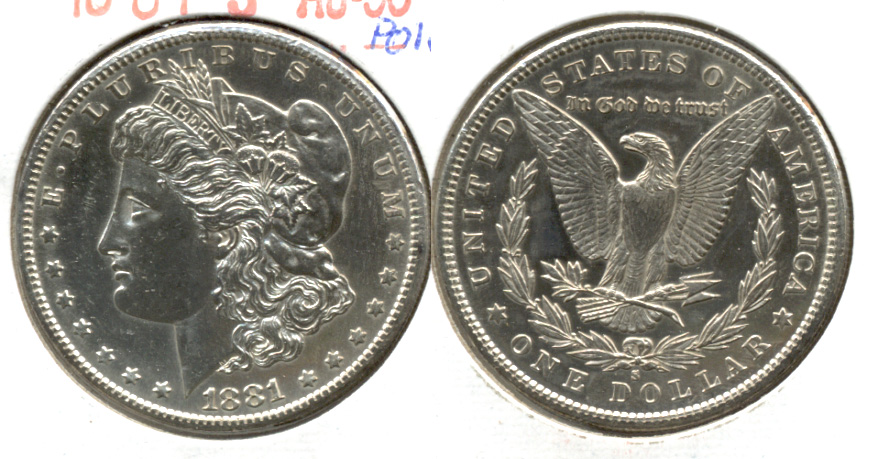 1881-S Morgan Silver Dollar AU-50 Polished
