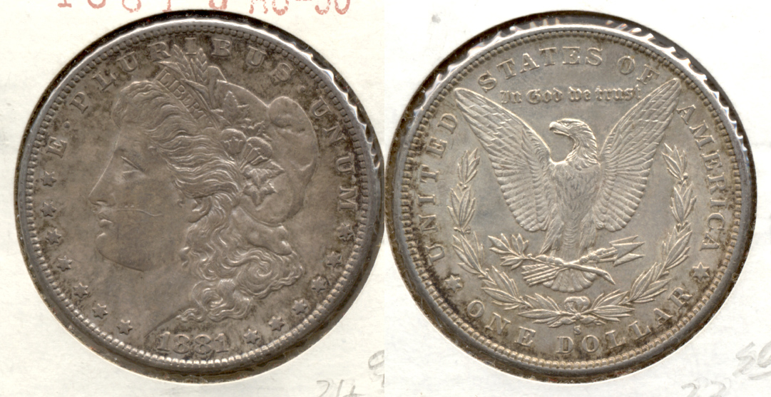 1881-S Morgan Silver Dollar AU-50 b