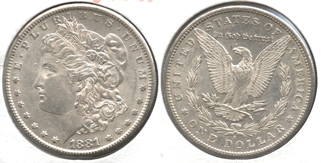 1881-S Morgan Silver Dollar AU-50 #f