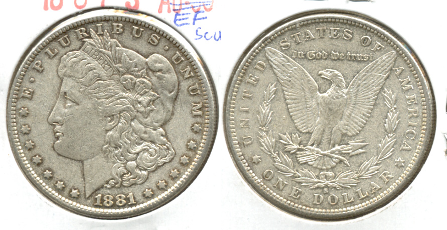 1881-S Morgan Silver Dollar EF-40 d Scuffy