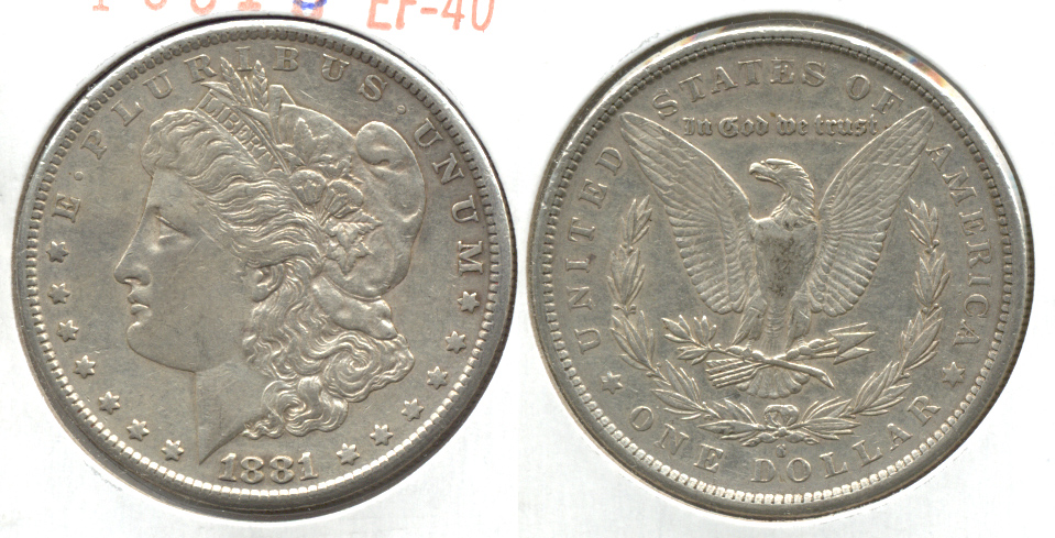 1881-S Morgan Silver Dollar EF-40 e