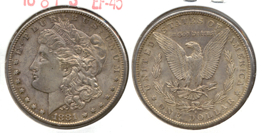 1881-S Morgan Silver Dollar EF-45 a