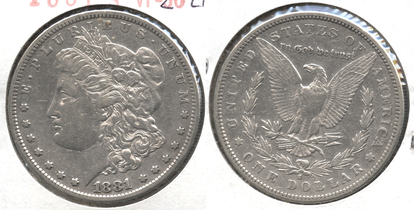 1881-S Morgan Silver Dollar VF-20 #a Cleaned