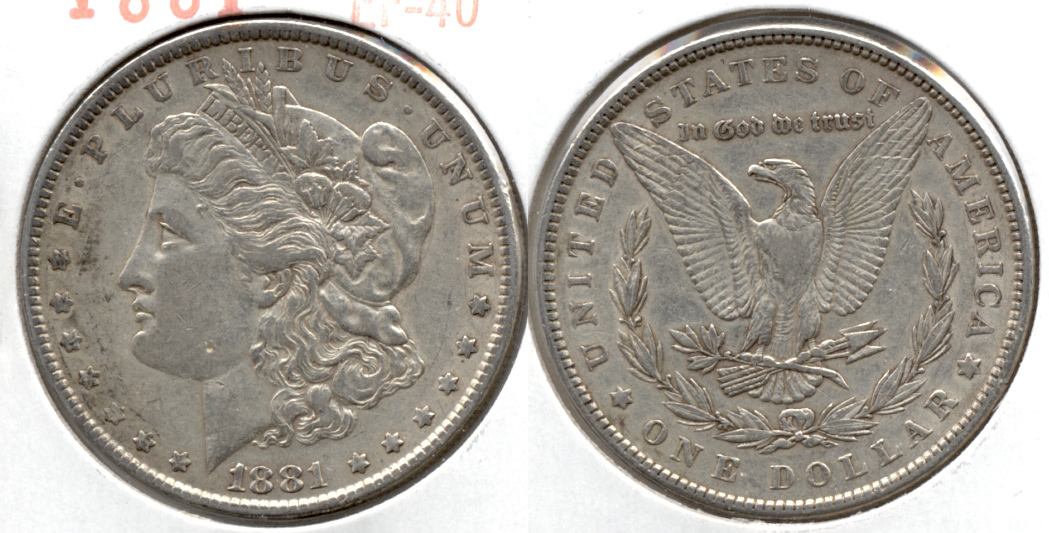 1881 Morgan Silver Dollar EF-40 d