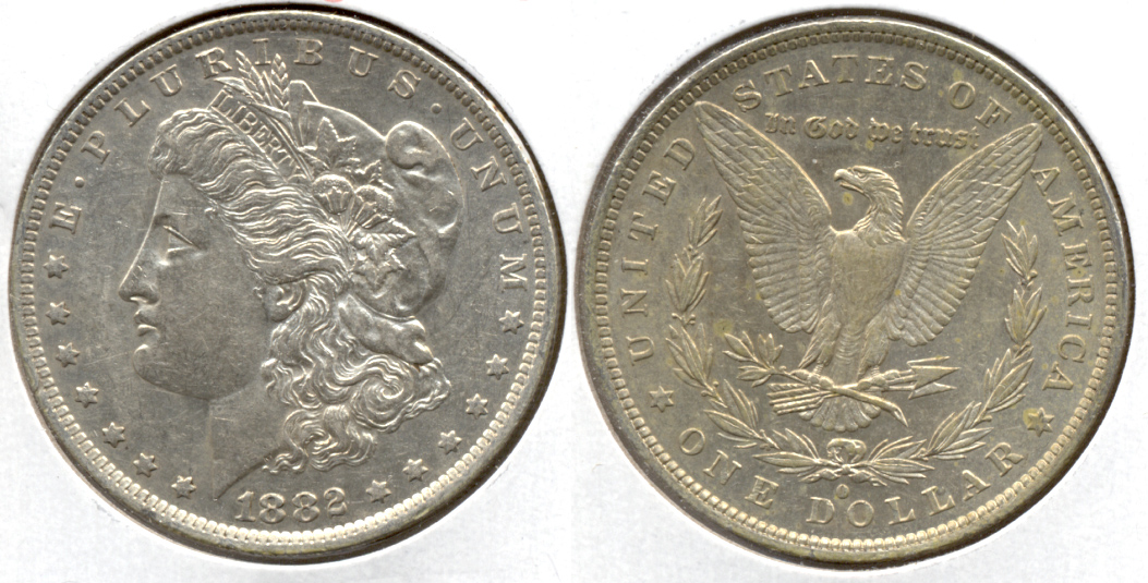 1882-O Morgan Silver Dollar AU-50 a