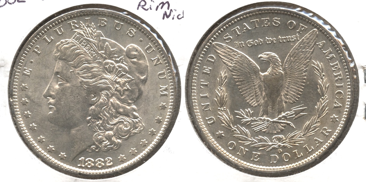1882-O Morgan Silver Dollar AU-55 Rim Nick