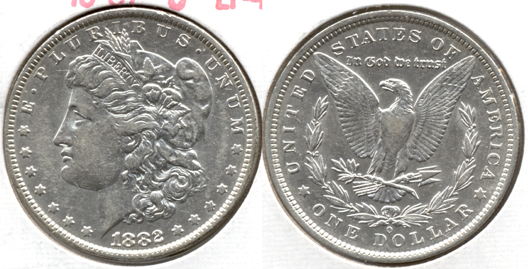 1882-O Morgan Silver Dollar EF-40 j Dipped