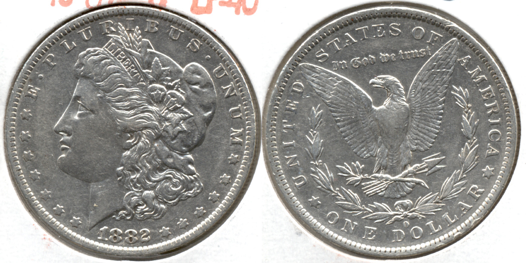 1882-O Morgan Silver Dollar EF-40 k Dipped