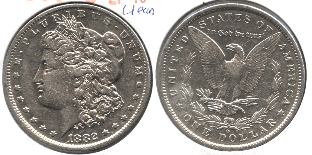 1882-O Morgan Silver Dollar EF-40 n Cleaned