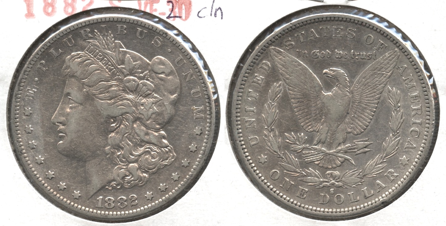 1882-S Morgan Silver Dollar VF-20 #h Cleaned