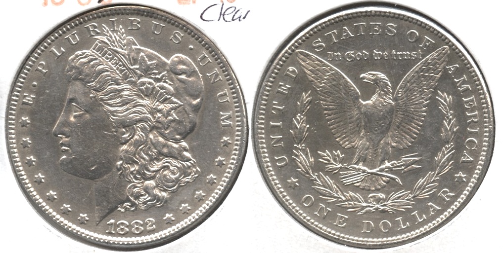 1882 Morgan Silver Dollar EF-45 Cleaned