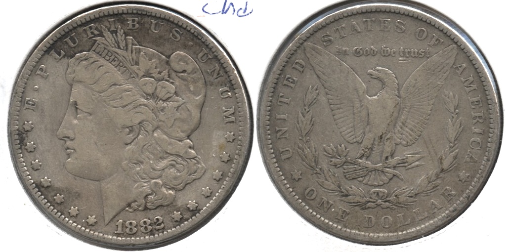 1882 Morgan Silver Dollar VF-20 b Cleaned