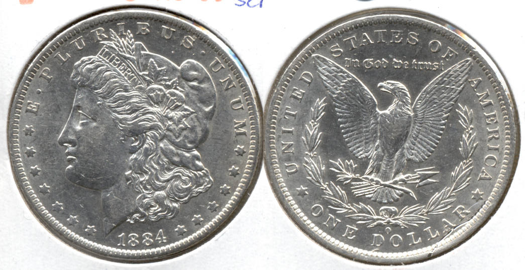 1884-O Morgan Silver Dollar AU-50 e Reverse Scratch