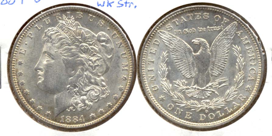 1884-O Morgan Silver Dollar AU-55 Weak Strike