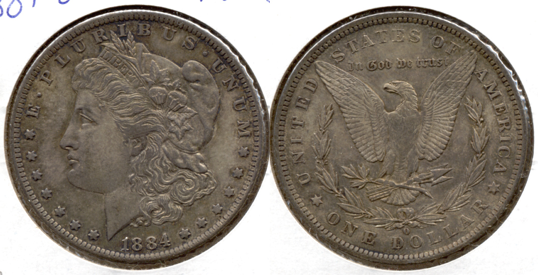 1884-O Morgan Silver Dollar AU-55 d