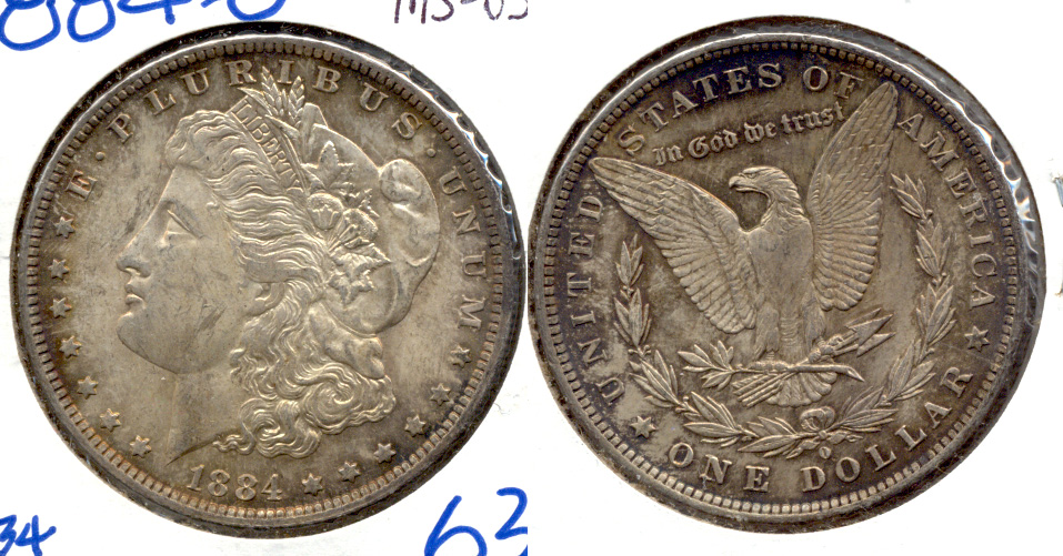 1884-O Morgan Silver Dollar MS-63 d