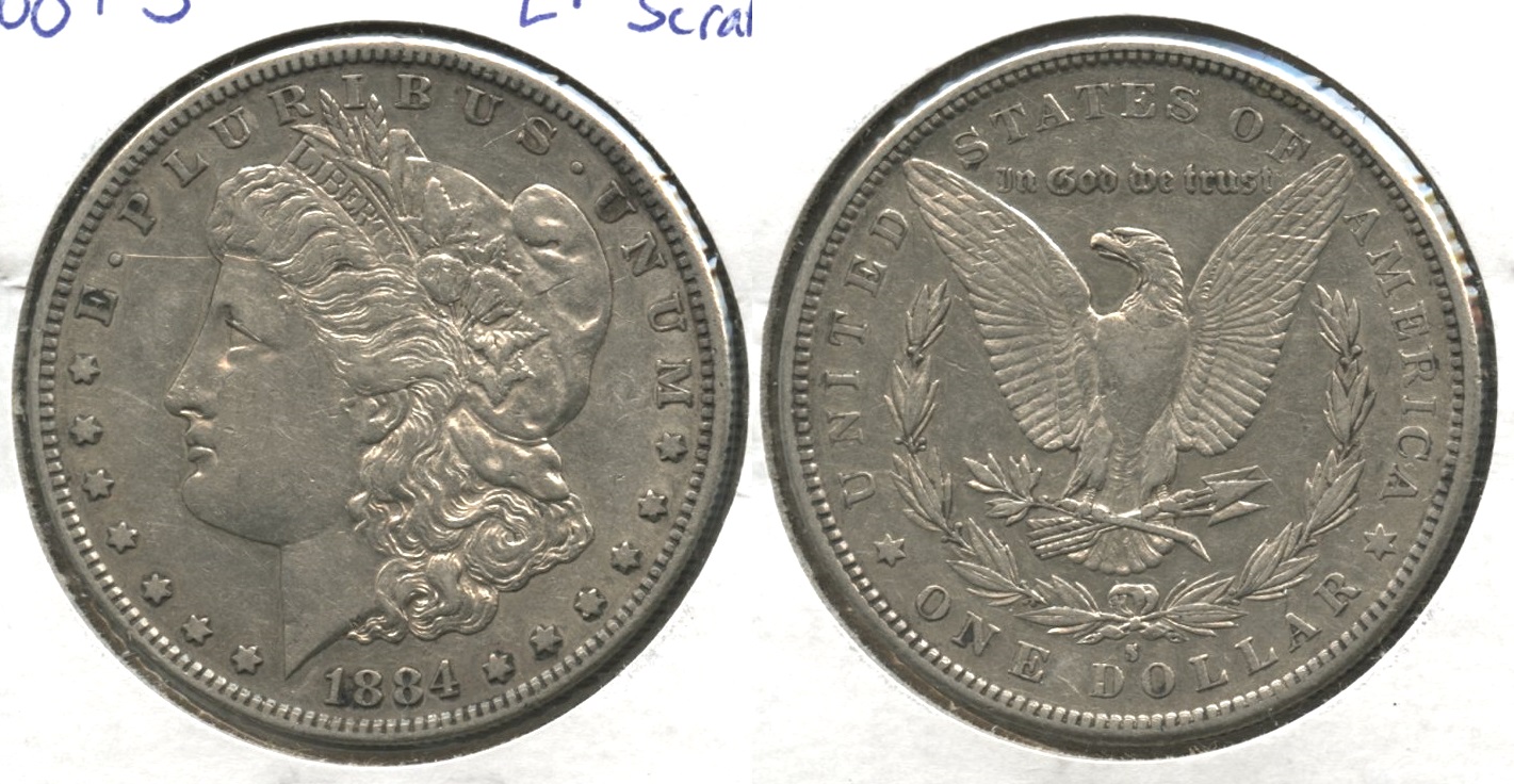 1884-S Morgan Silver Dollar EF-40 #a Obverse Scratch
