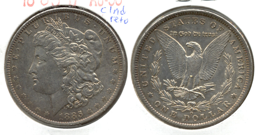1885-O Morgan Silver Dollar AU-50 c Cleaned Retoned