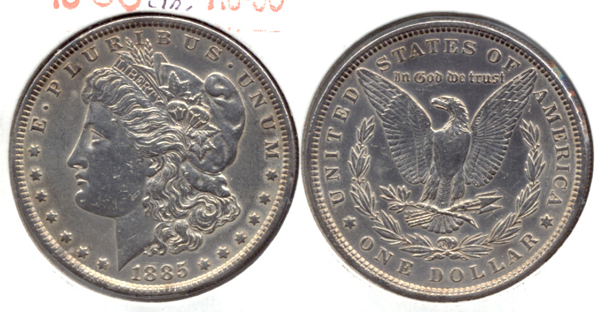1885 Morgan Silver Dollar AU-50 b Cleaned