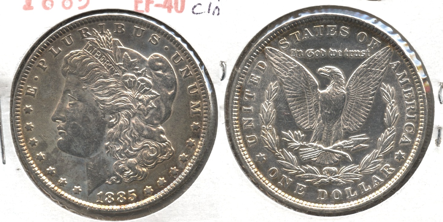 1885 Morgan Silver Dollar EF-40 #aa Lightly Cleaned