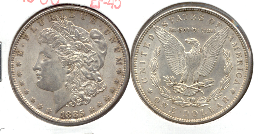 1885 Morgan Silver Dollar EF-45 f
