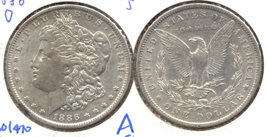1886-O Morgan Silver Dollar AU-50 e
