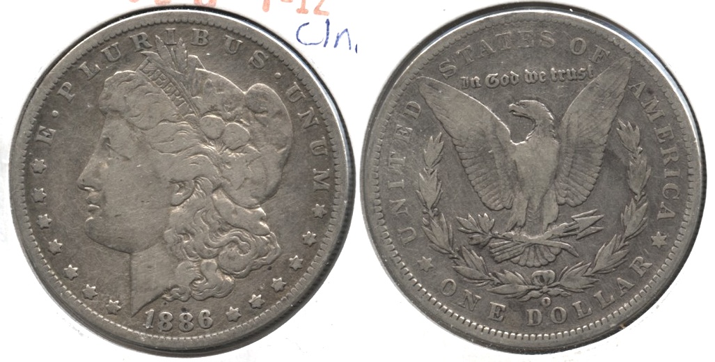 1886-O Morgan Silver Dollar Fine-12 e Cleaned