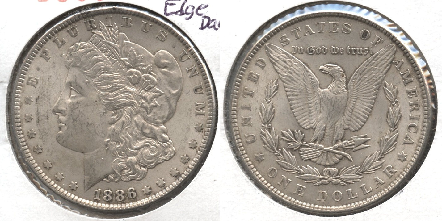 1886 Morgan Silver Dollar AU-50 AU-50 #al Edge Damage