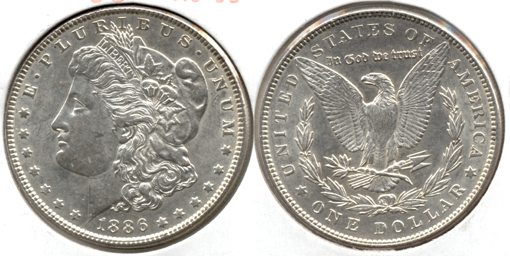 1886 Morgan Silver Dollar AU-55 f