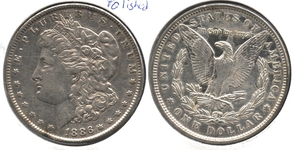 1886 Morgan Silver Dollar EF-40 #s Polished