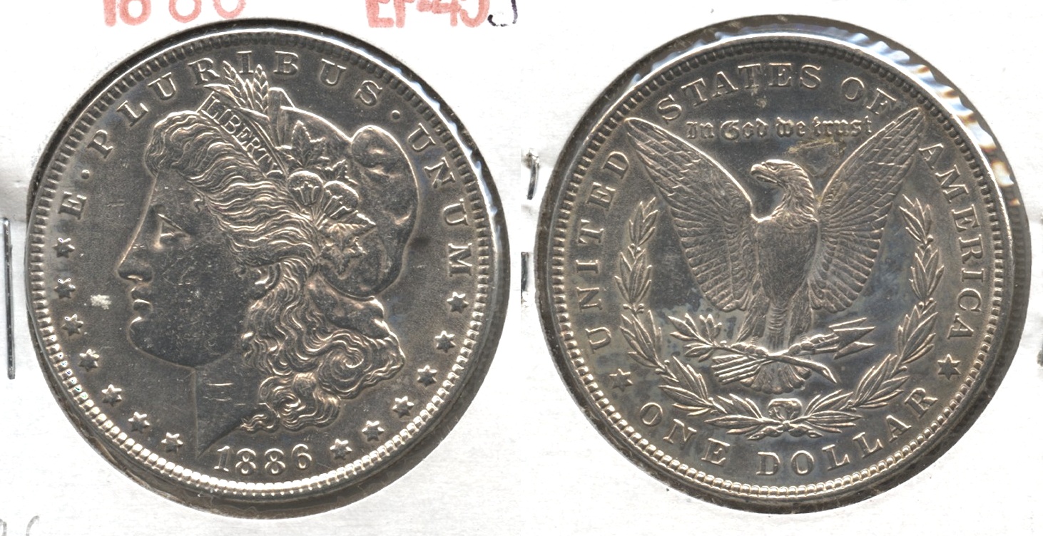 1886 Morgan Silver Dollar EF-45 #ac Cleaned