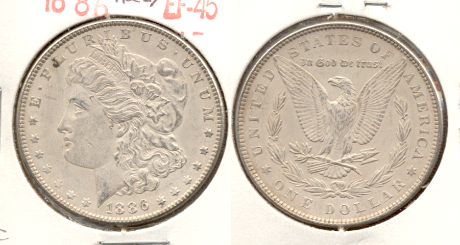1886 Morgan Silver Dollar EF-45 f Hazy