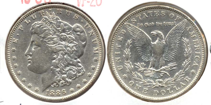 1886 Morgan Silver Dollar VF-20 a Cleaned
