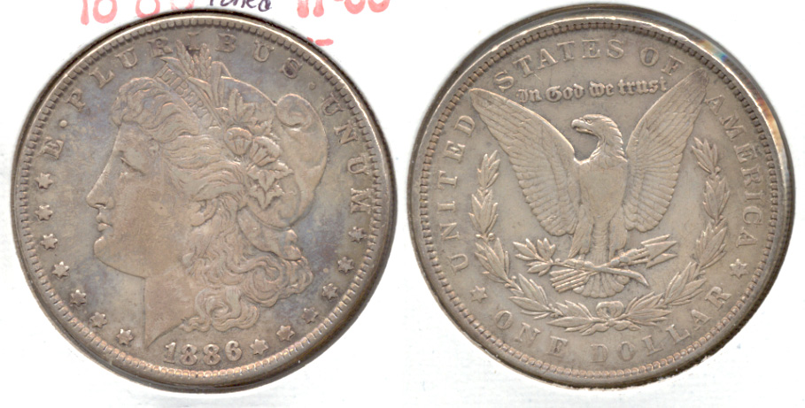 1886 Morgan Silver Dollar VF-30 b Cleaned Retoned