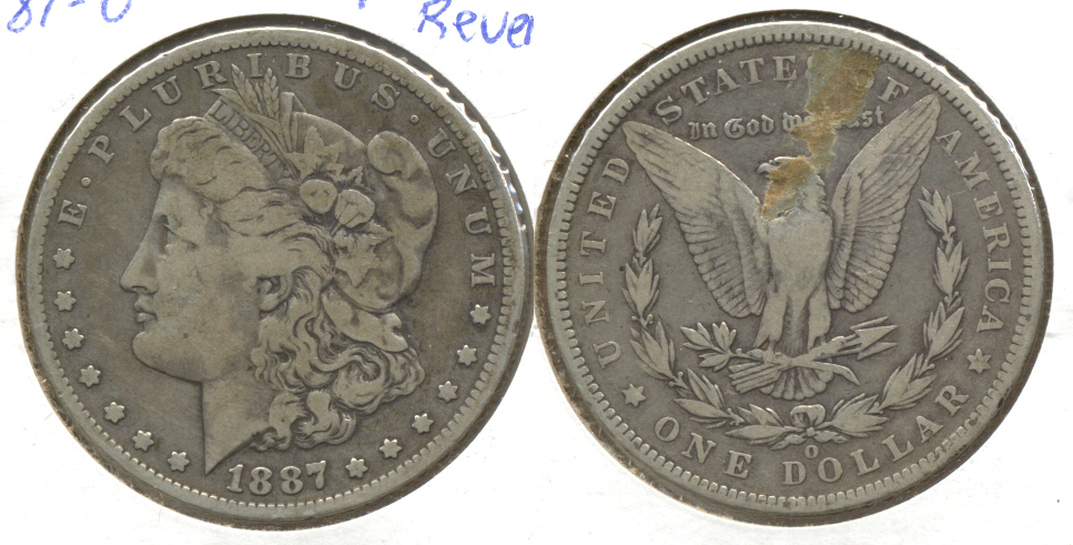 1887-O Morgan Silver Dollar Fine-12 d Matter Reverse